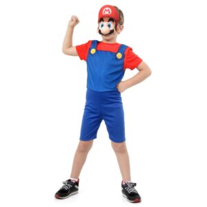 Fantasia Infantil Super Mario Bros Curto Com Máscara Pop