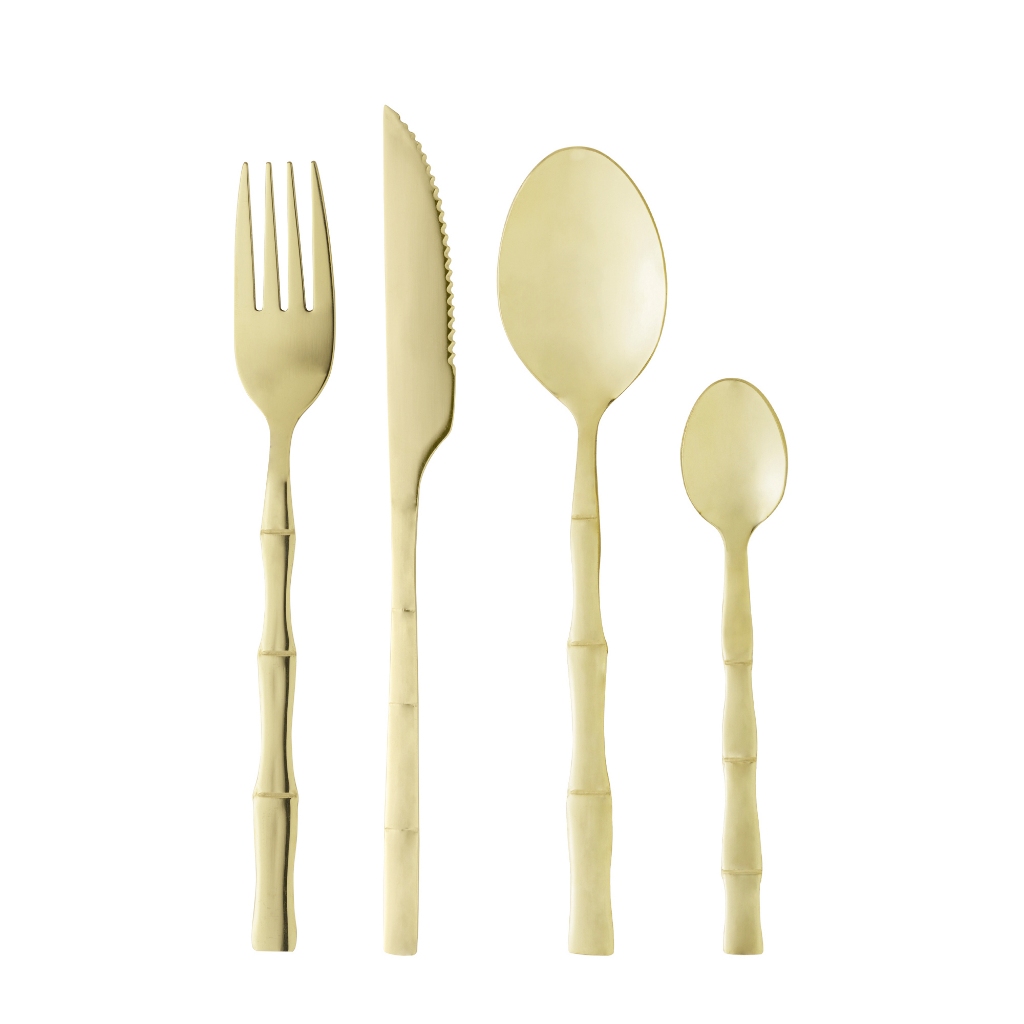 Faqueiro 16 pecas de aco inox bambu elegant — Cozinha e Utensílios