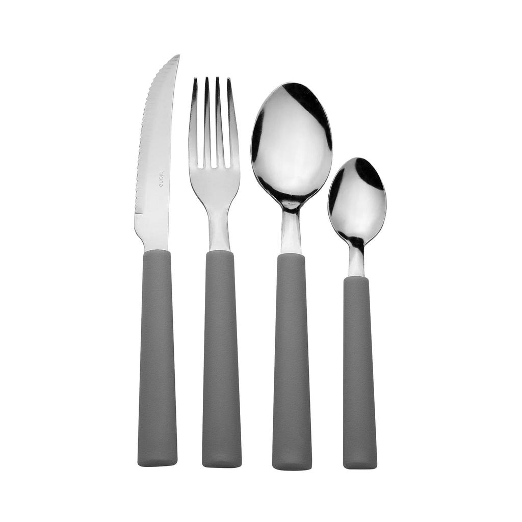 Faqueiro 24 Peças Cinza Neutro — Cozinha e Utensílios