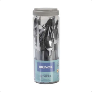 Faqueiro 24 Peças em Aço Inox Riviera Cinza Pote de Plástico Brinox