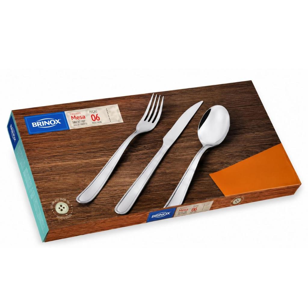 Faqueiro Brinox Módena Inox 24 Peças 6 Pessoas — Cozinha e Utensílios