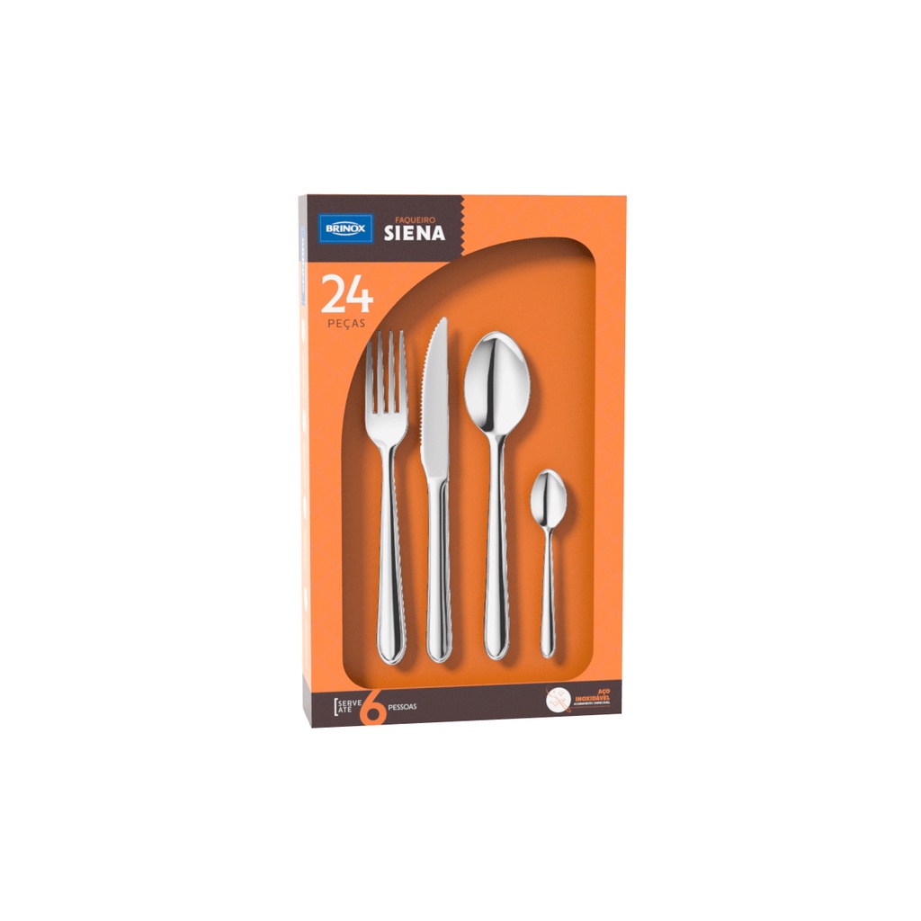 Faqueiro Brinox Siena 24 Peças Aço Inox — Cozinha e Utensílios