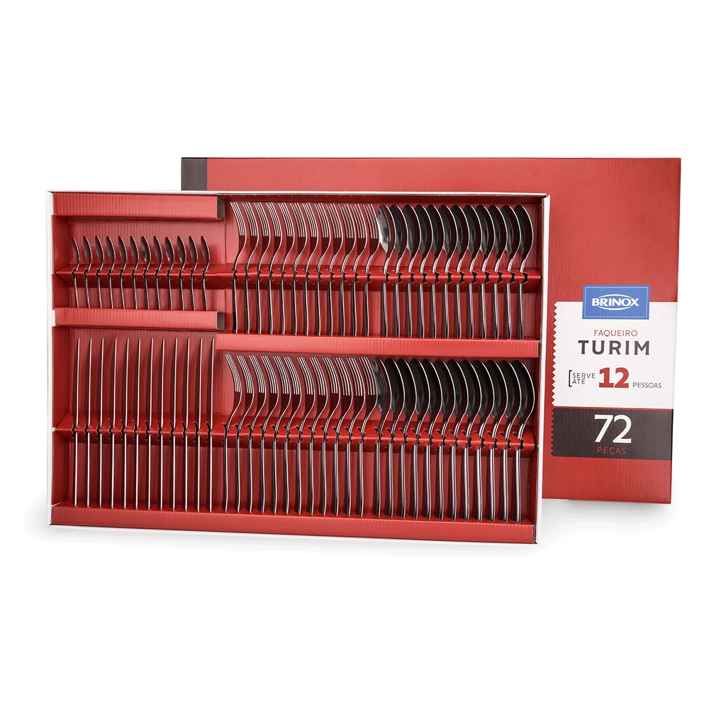 Faqueiro Brinox Turim 24 42 72 Peças Aço Inox