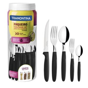 Faqueiro Ipanema 30 Peças Com Lâmina de Aço Inox Preto Tramontina