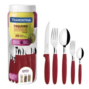 Faqueiro Ipanema 30 Peças Com Lâmina de Aço Inox Vermelho Tramontina