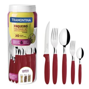 Faqueiro Ipanema 30 Peças Com Lâmina de Aço Inox Vermelho Tramontina