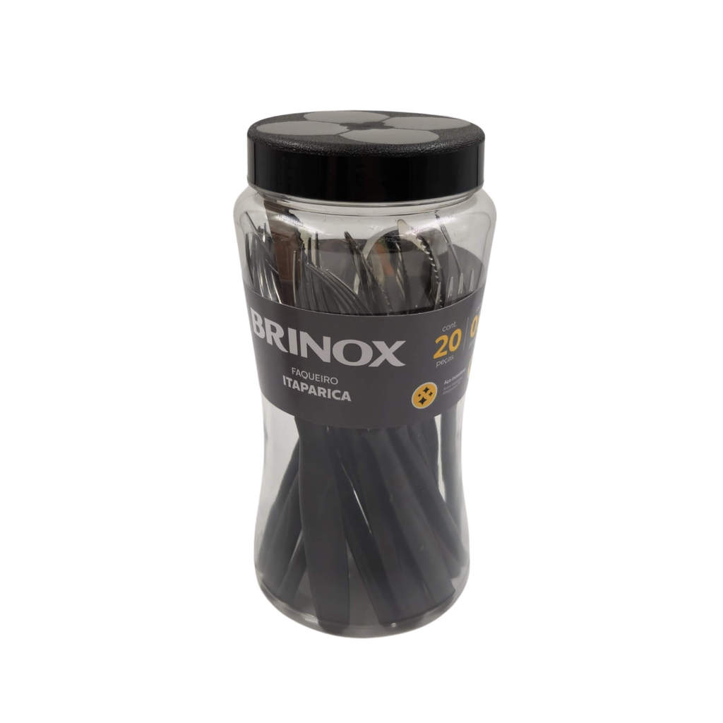 Faqueiro Itaparica 20 Peças Preto Aço Inox Brinox 6000 414