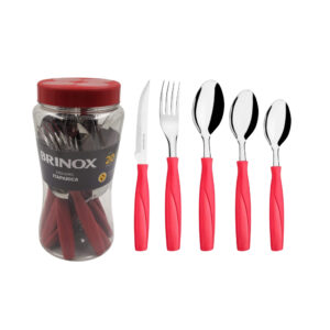Faqueiro Itaparica 20 Peças Vermelho Dust Inox Brinox Conjunto Jogo
