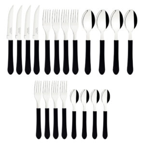 Faqueiro Leme Tramontina Inox 20 pç Preto 4 Pessoas