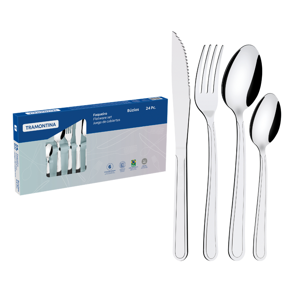 Faqueiro Tramontina Aço Inox Buzios 24 Peças — Cozinha e Utensílios