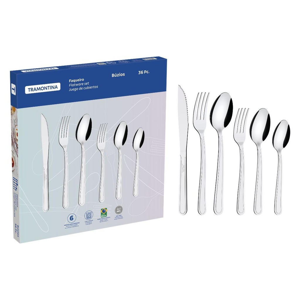 Faqueiro Tramontina Aço Inox Buzios 36 Peças — Cozinha e Utensílios