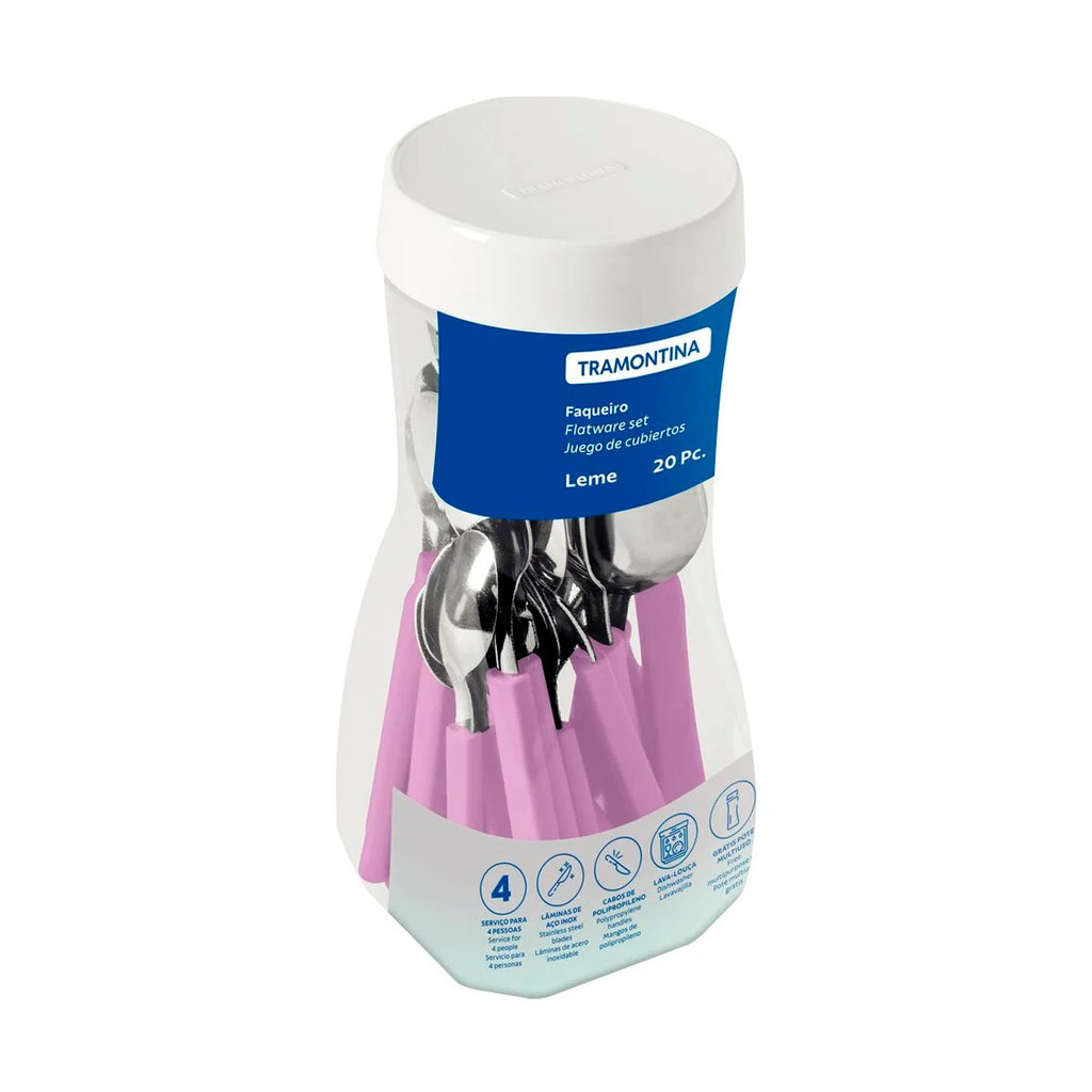 Faqueiro Tramontina Leme Lâminas Aço Inox Cabos Polipropileno lavanda