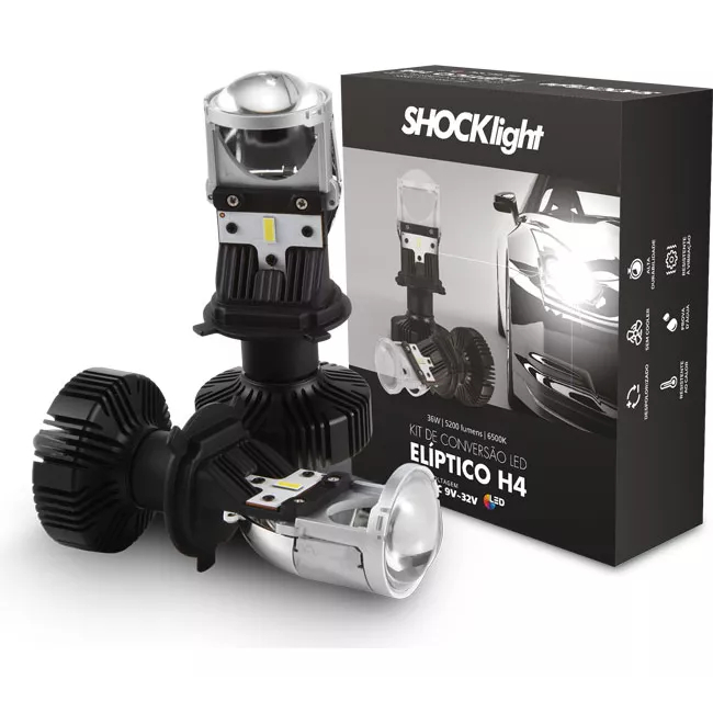 Farol Led Lâmpada H4 Mini Projetor Canhão Fácil Instalação