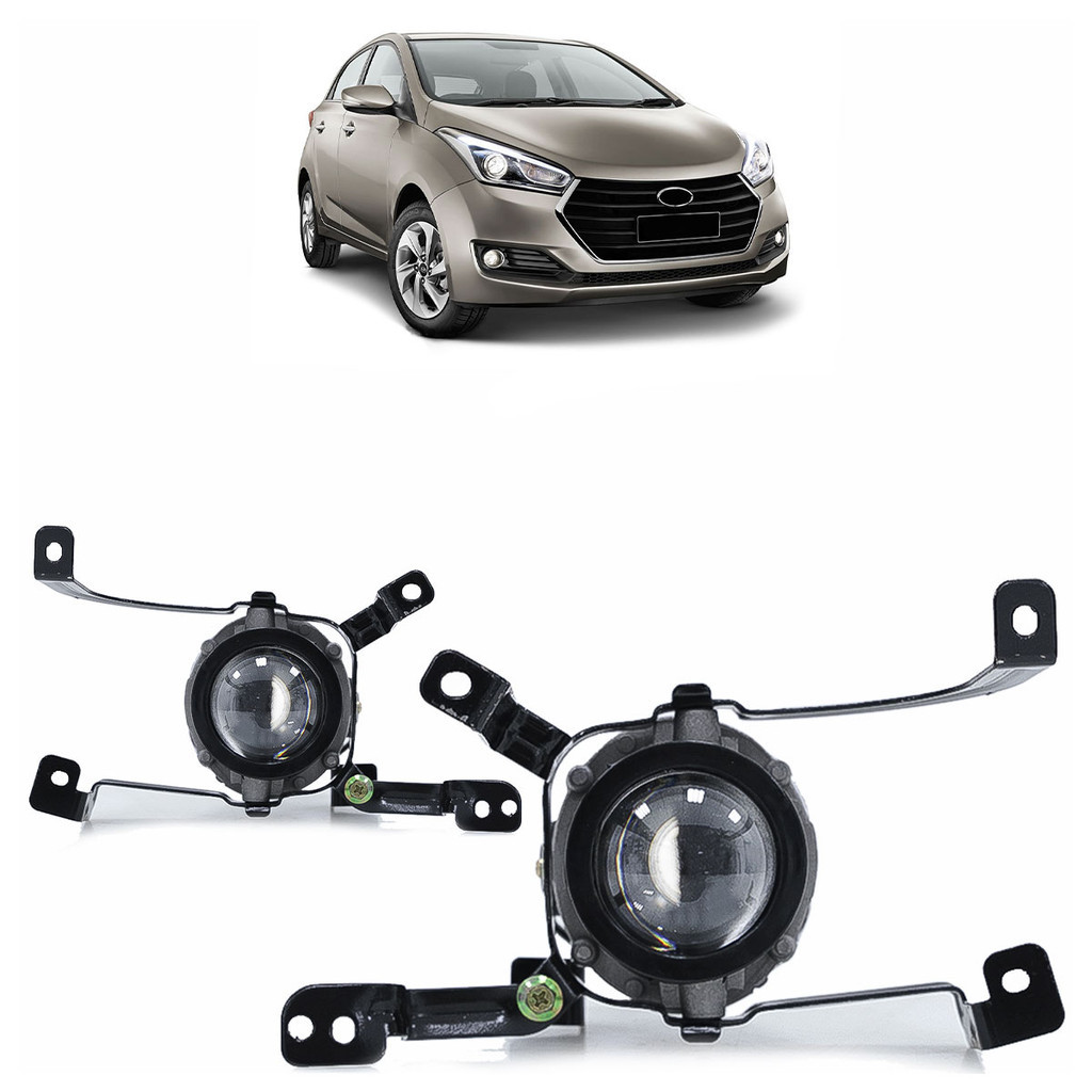 Farol Neblina Hb20 2016 2017 2018 Carcaça Metálica Lente Projetor