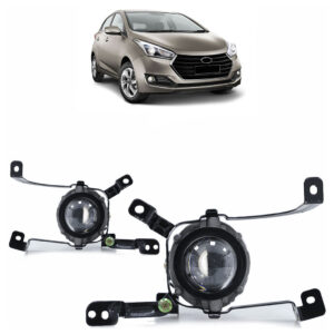 Farol Neblina Hb20 2016 2017 2018 Carcaça Metálica Lente Projetor