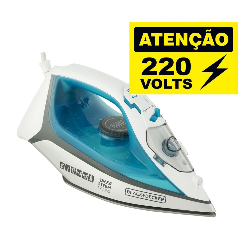 Ferro de Passar À Vapor e Seco Black Decker Azul 220V