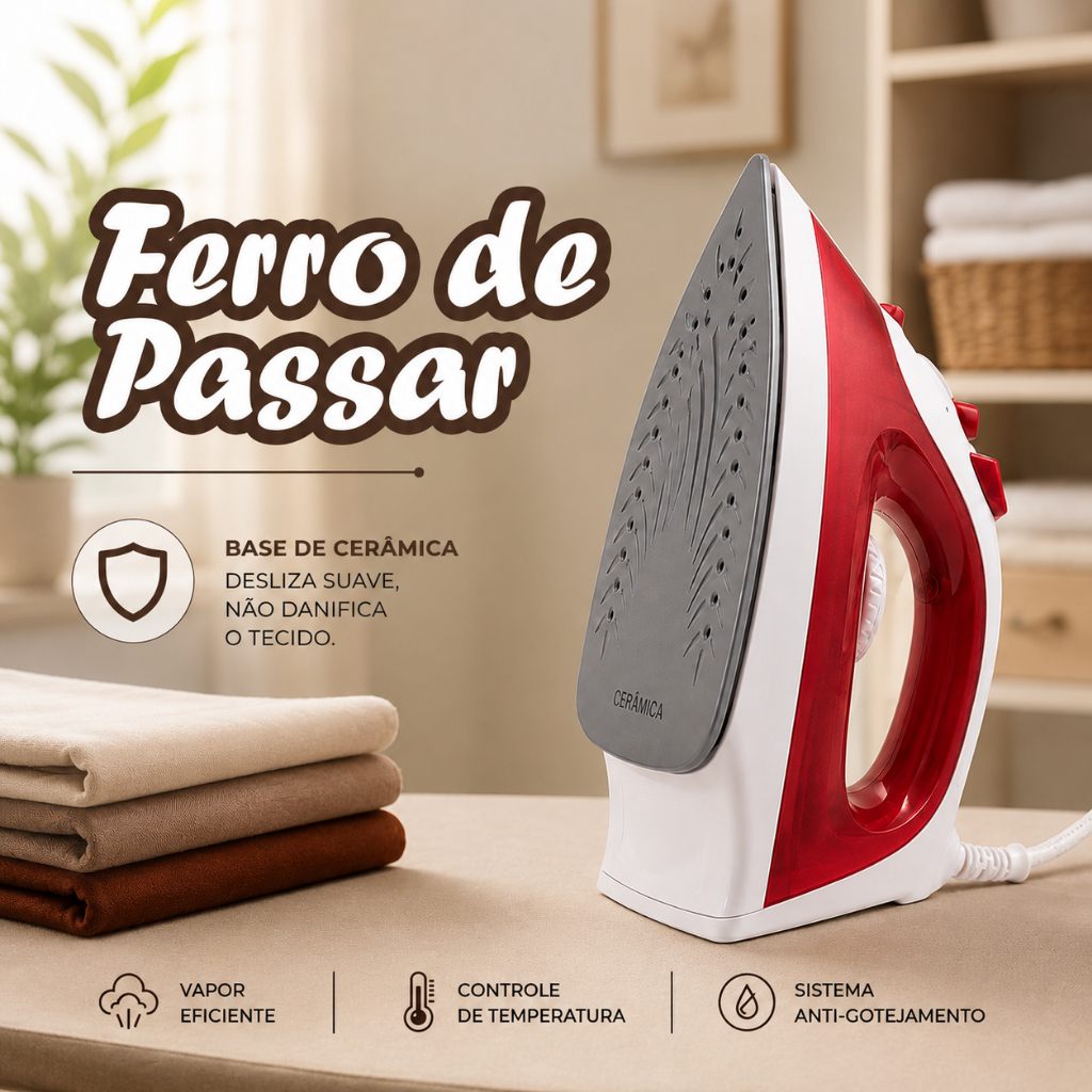 Ferro de Passar Ferro de Roupa Ceramica Anriaderente Ferro a Vapor — Eletroportáteis