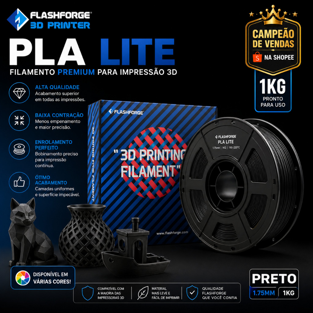 Filamento Pla Lite Flashforge 1Kg 1.75mm Alta Qualidade Impressora 3D