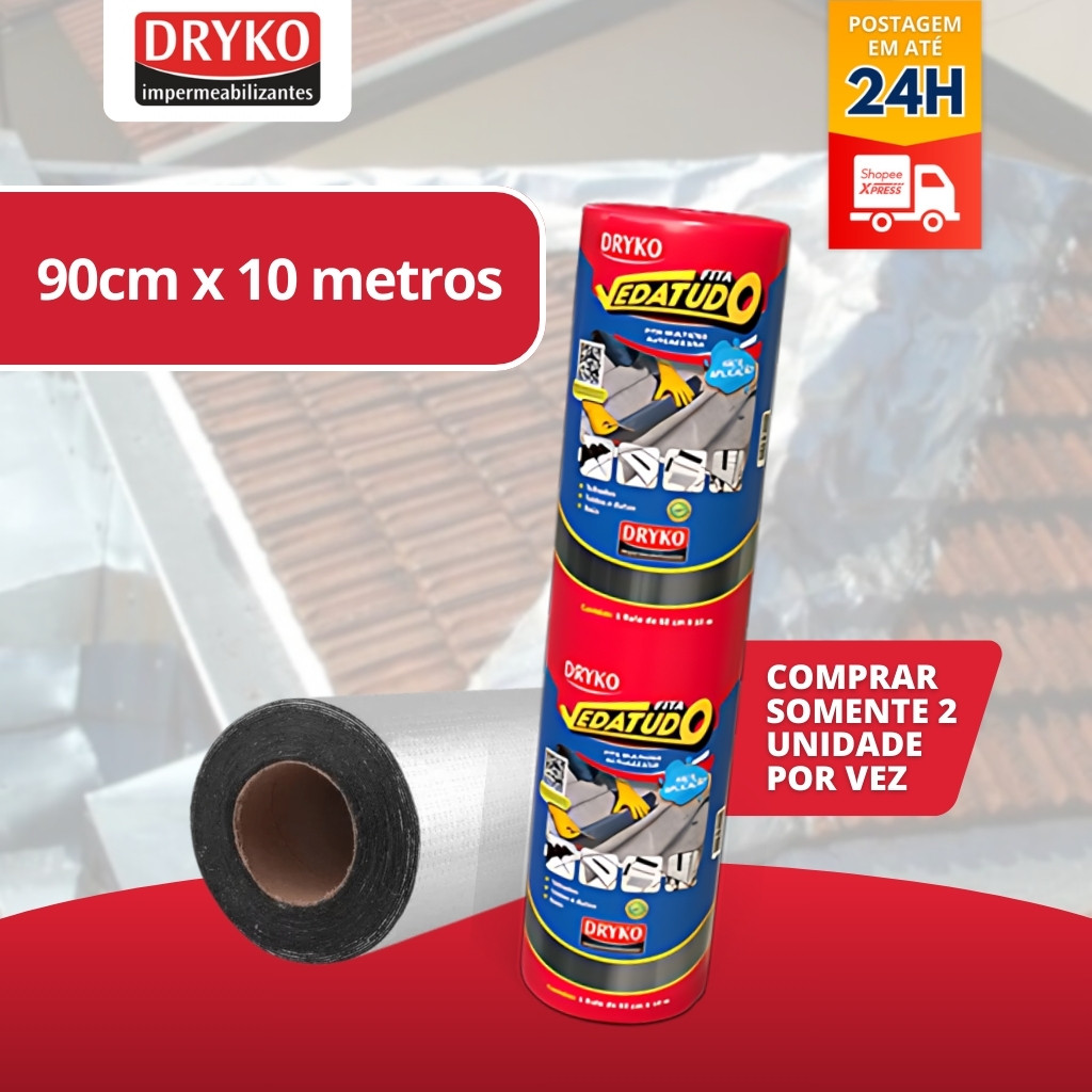 Fita Adesiva De Manta asfáltica adesiva Aluminizada Dryko 90cm x 10m