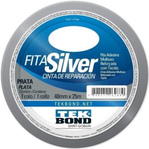 Fita adesiva reforçada 48 mm X 25 m prata Silver TekBond