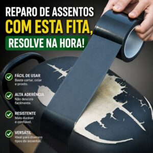 Fita Adesiva Reparadora Preta Para Sofá Banco Carro Móveis Cadeiras