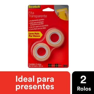 Fita Adesiva Transparente 3M Scotch 12MM X 20M 2 Unidades