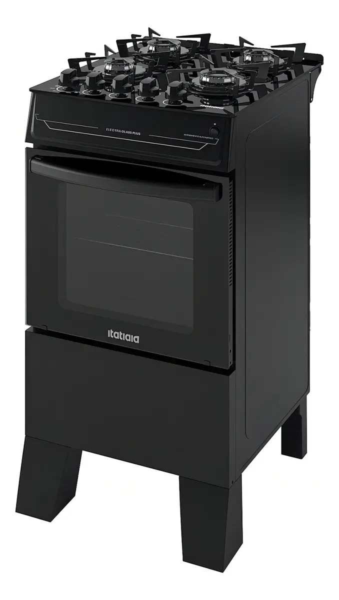 Fogão 4 Bocas Itatiaia Vidro Temperado Electra Glass Plus Preto — Cozinha (grandes)