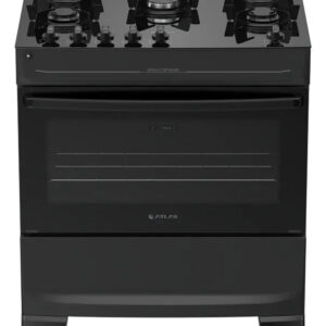 Fogão 5 Bocas Atlas Mônaco Top Glass Automático Mesa De Vidro Preto