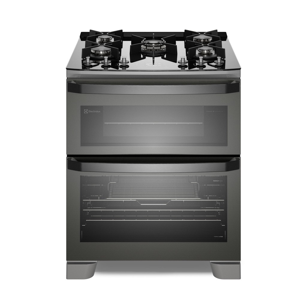 Fogão 5 bocas Electrolux Cinza Expert Função Air Fryer, 2 Fornos