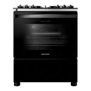 Fogão Brastemp 5 Bocas Preto Com Mesa de Vidro, Função Air Fryer e