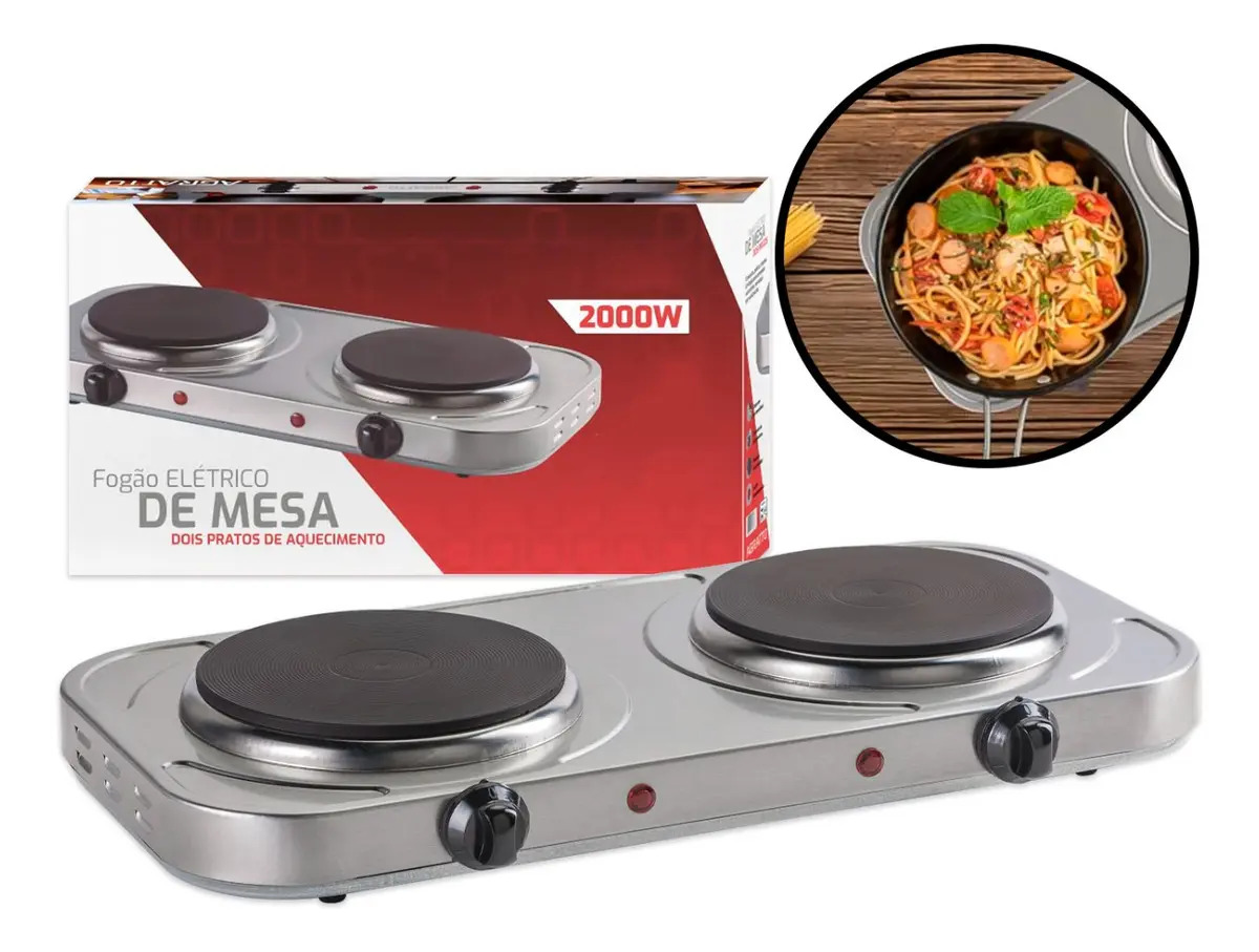 Fogão Elétrico de mesa 2 Bocas 2000W Agratto — Cozinha (grandes)