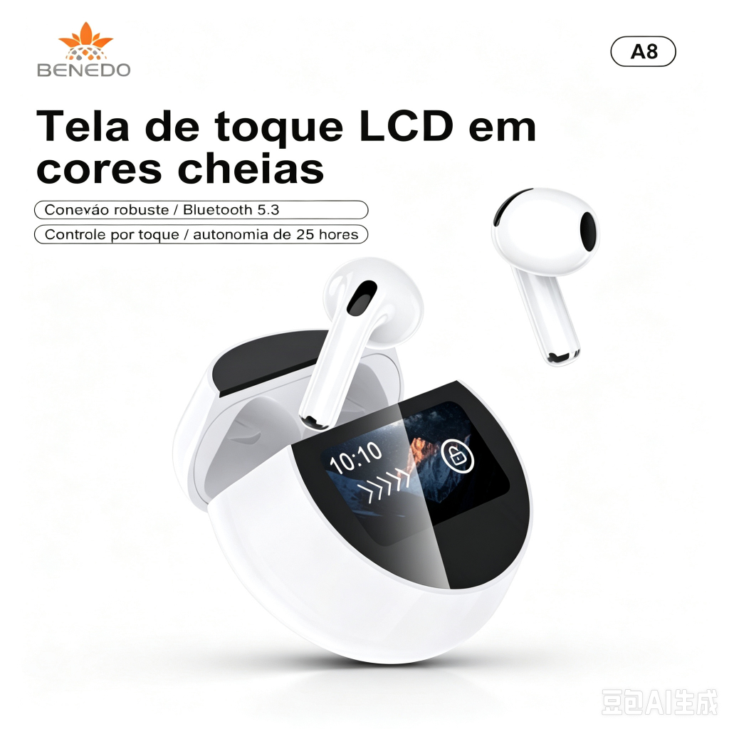 Fone de ouvido A8 Com Bluetooth Premium Compatível Tela Recebe
