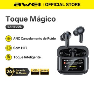 Fone de Ouvido Awei Bluetooth ANC Cancelamento Graves Potentes Sem