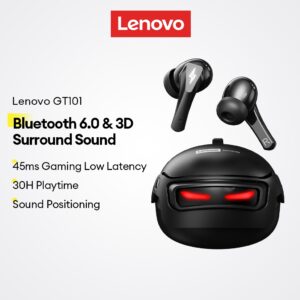 Fone de Ouvido Bluetooth Lenovo Gamer Sem Fio Baixa Latência 45ms Som