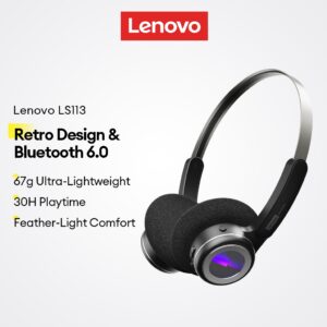 Fone de Ouvido Bluetooth Lenovo Sem Fio On-Ear Estilo Retro Bluetooth