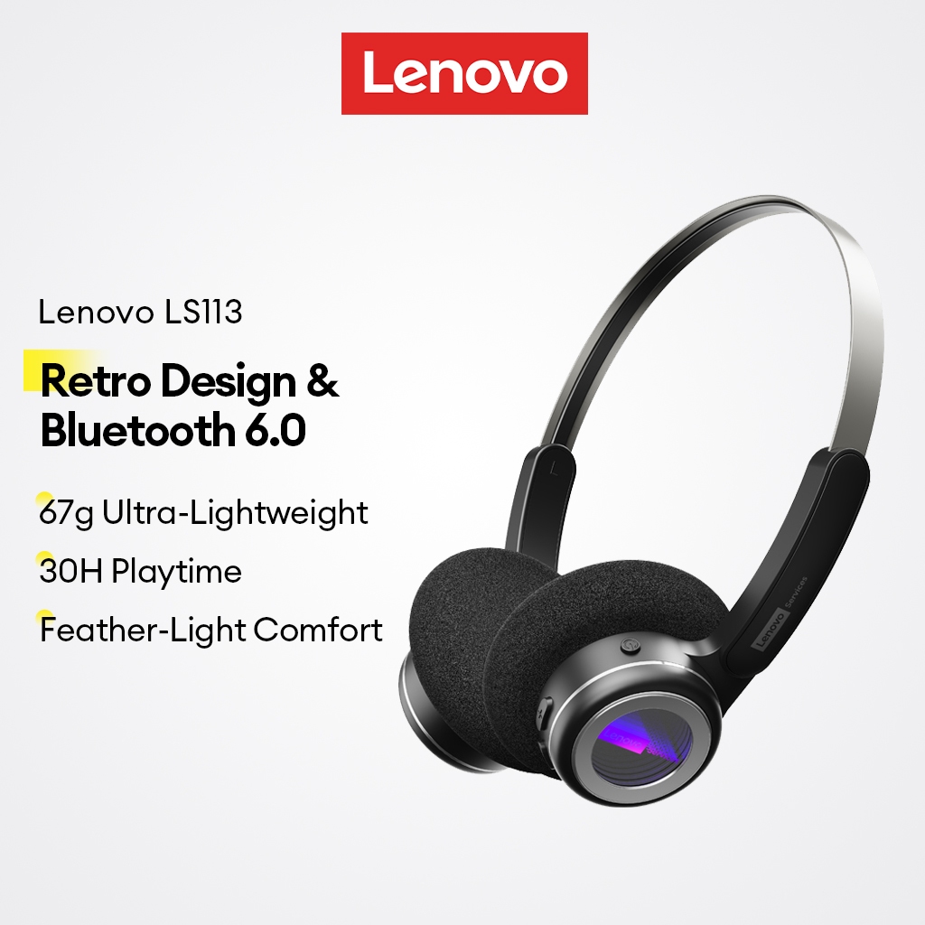 Fone de Ouvido Bluetooth Lenovo Sem Fio On-Ear Estilo Retro Bluetooth — Áudio e Fones