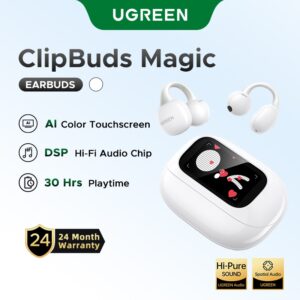 Fone De Ouvido Bluetooth Mágico Ugreen ClipBuds Com Tela De Toque