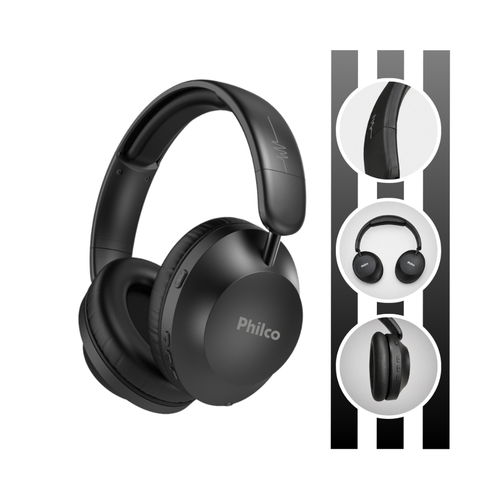 Fone de Ouvido Com 50 Horas de Duração Bluetooth 5.4 Preto PFO09P