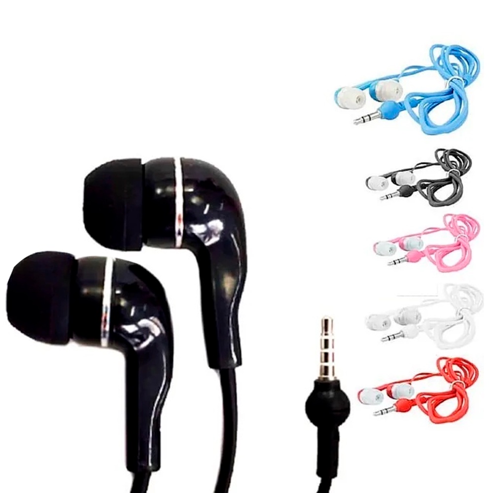 Fone De Ouvido Com Fio Estéreo Com Microfone Cores Sortidas Ouvir — Áudio e Fones