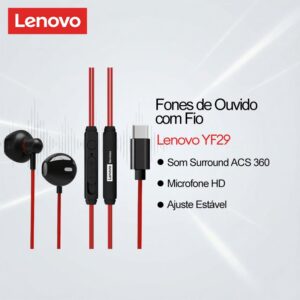Fone De Ouvido Com Fio Lenovo Som Surround Acs 360 E Microfone HD