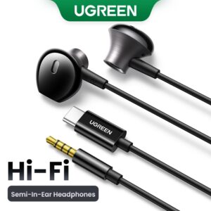 Fone De Ouvido Com Fio Ugreen 3.5mm Tipo C HiFi Semi Em Fones
