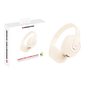 Fone de ouvido Monster Dobrável Sem Fio Bluetooth 5.3 Gamer Branco