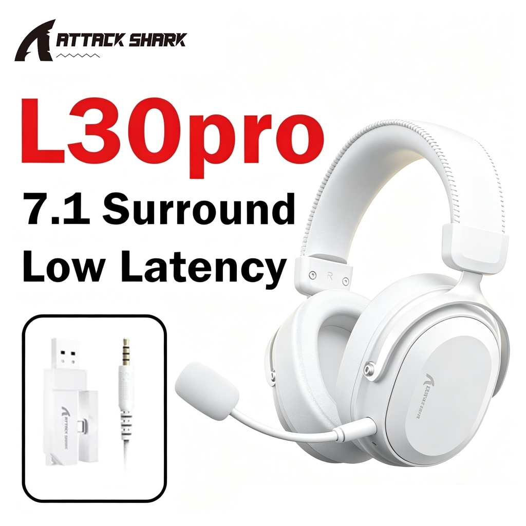 Fone De Ouvido Para Jogos Sem Fio Attack Shark L30Pro Com Bateria De