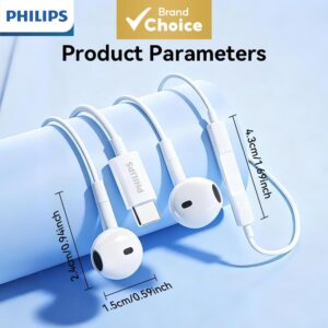 Fones De Ouvido Philips Tipo-C Com Fio 13mm Driver Dinâmico