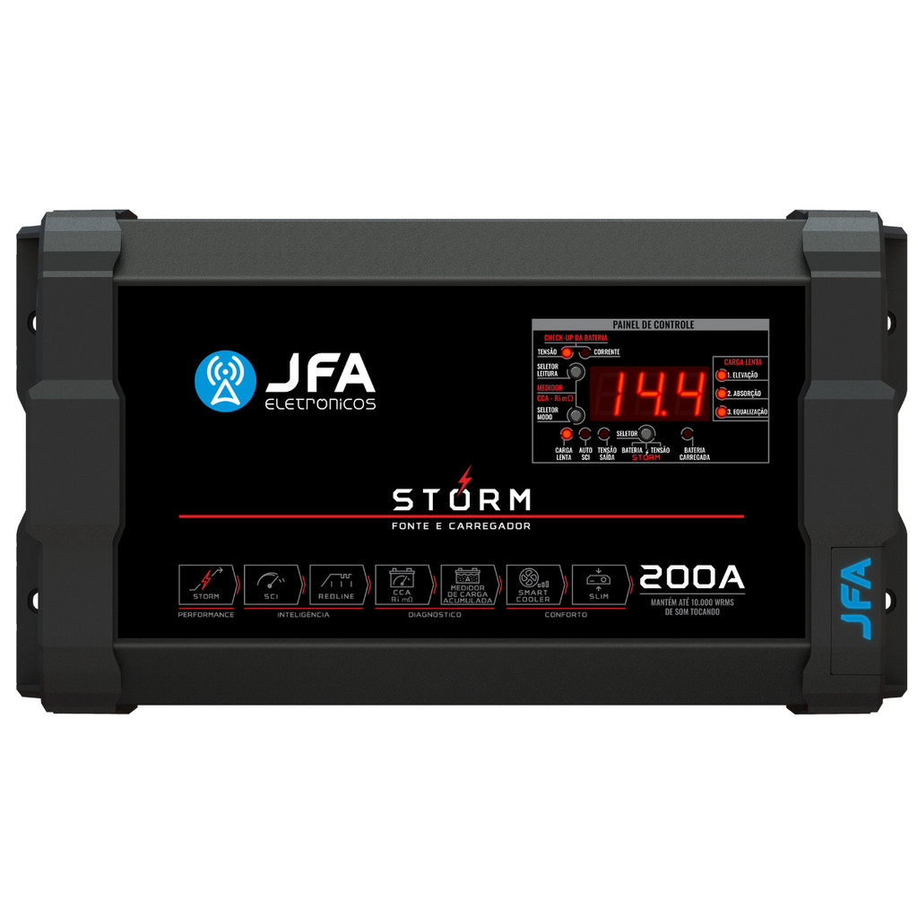 Fonte Carregador Automotiva Jfa 200a Slim Bivolt Voltímetro