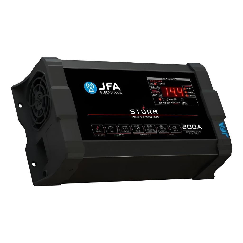 Fonte Carregador Automotiva Jfa 200a Slim Bivolt Voltímetro Preto — Celulares e Acessórios