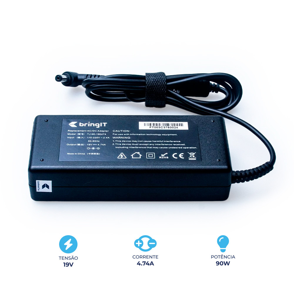 Fonte Carregador para Notebook Acer Aspire N19C1 19V 4.74A 90W — Celulares e Acessórios