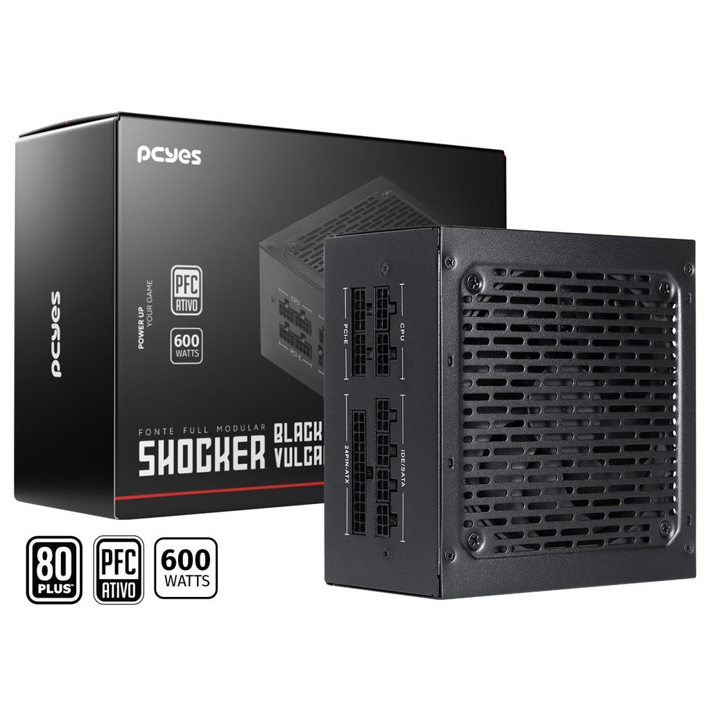 Fonte Gamer Pcyes Shocker Full Modular 600w 80 Plus White