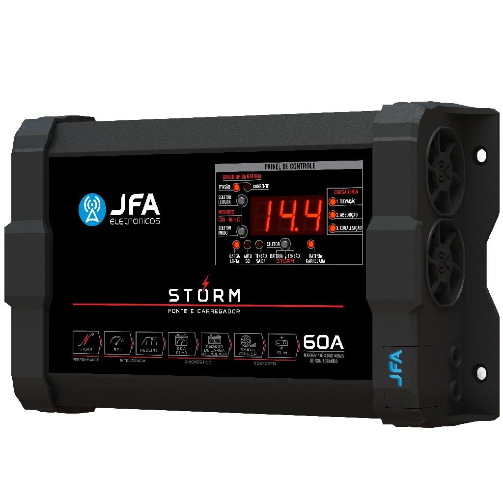 Fonte Jfa Storm 60A Bivolt Carregadora Bateria Para Som Automotivo