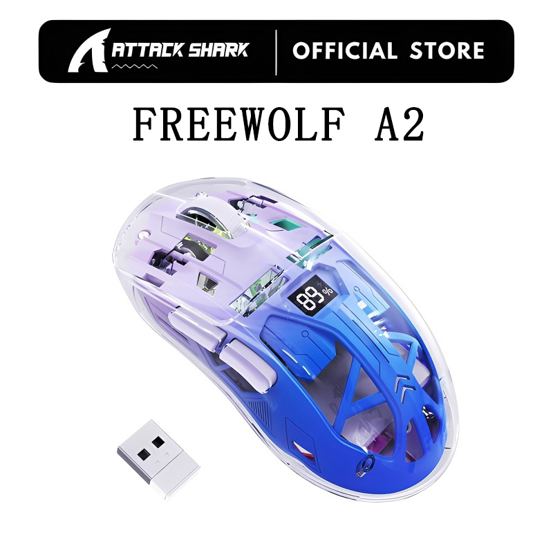 Free Wolf A2 Dual Mode Mouse RGB Luminoso 2.4G Sem Fio Bluetooth Jogo